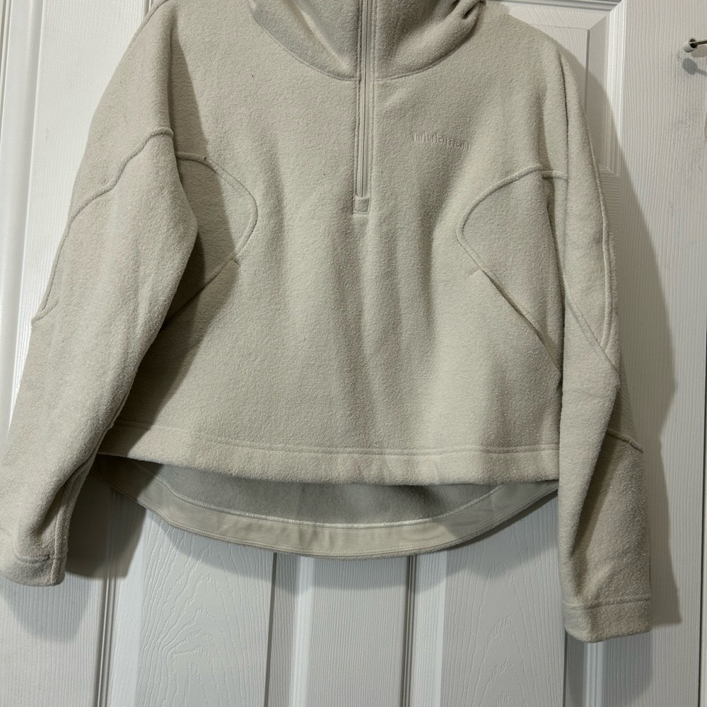 Lululemon Looped Terry Fleece Half Zip Hoodie Size 8 Color Bone